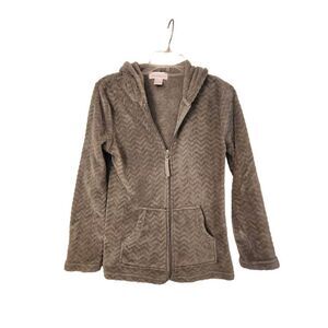 Stan Herman terry cloth zipper hoodie size small mossy green